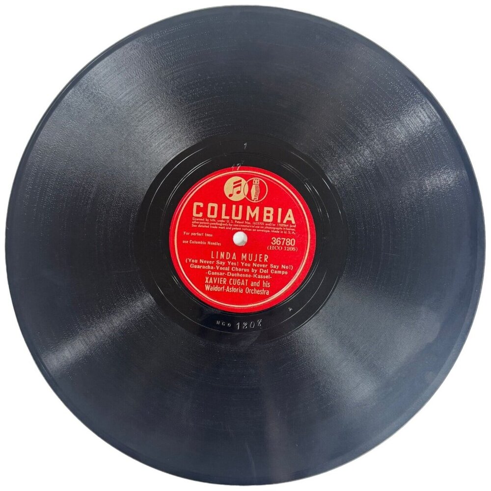 Xavier Cugat Linda Mujer 10in Shellac 78 RPM Columbia 36780 Vintage Record